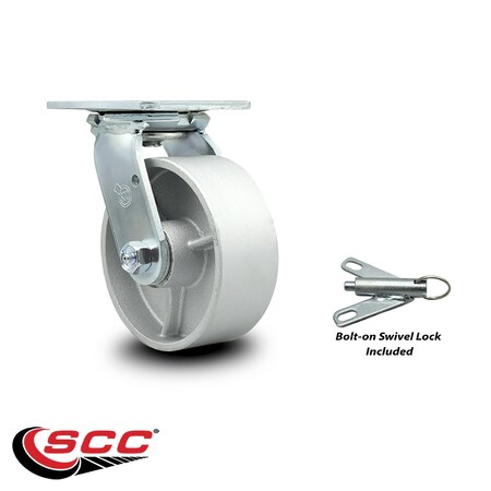 Service Caster 5 Inch Semi Steel Swivel Caster with Roller Bearing and Swivel Lock SCC SCC-30CS520-SSR-BSL